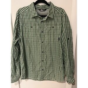 North Face‎ Shirt Mens Large Green Button Up Long Sleeve Collared Lightweight